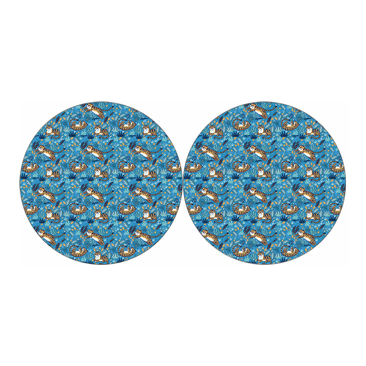 Cartoon Tiger Pattern Print Car Coasters