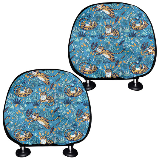 Cartoon Tiger Pattern Print Car Headrest Covers