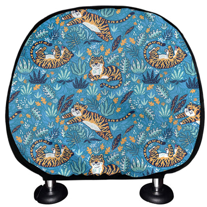 Cartoon Tiger Pattern Print Car Headrest Covers
