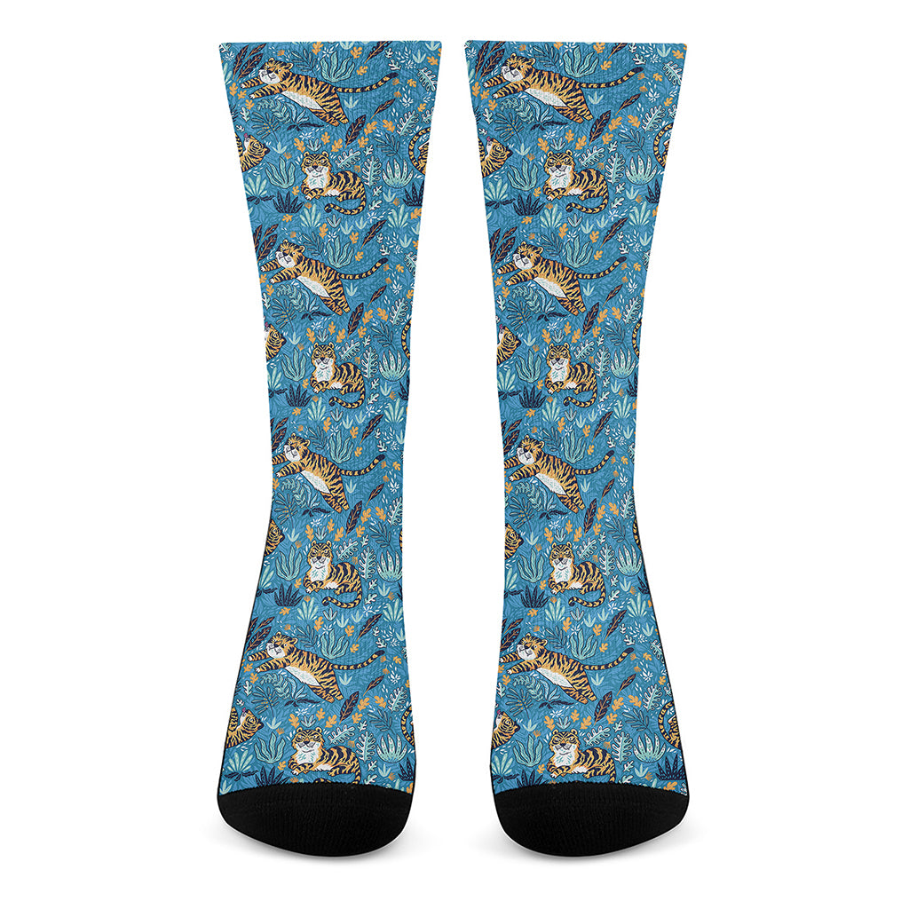 Cartoon Tiger Pattern Print Crew Socks