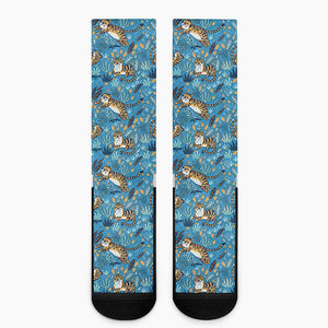 Cartoon Tiger Pattern Print Crew Socks