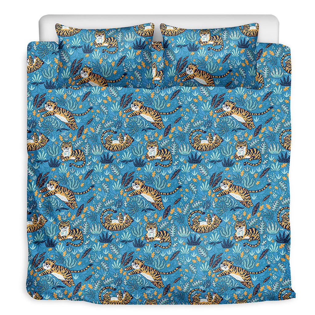 Cartoon Tiger Pattern Print Duvet Cover Bedding Set