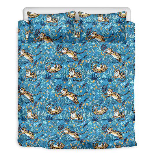 Cartoon Tiger Pattern Print Duvet Cover Bedding Set
