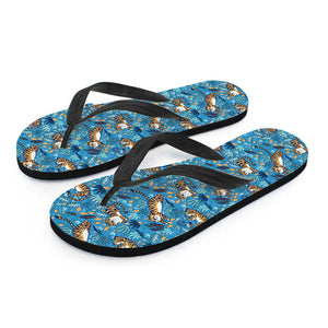 Cartoon Tiger Pattern Print Flip Flops