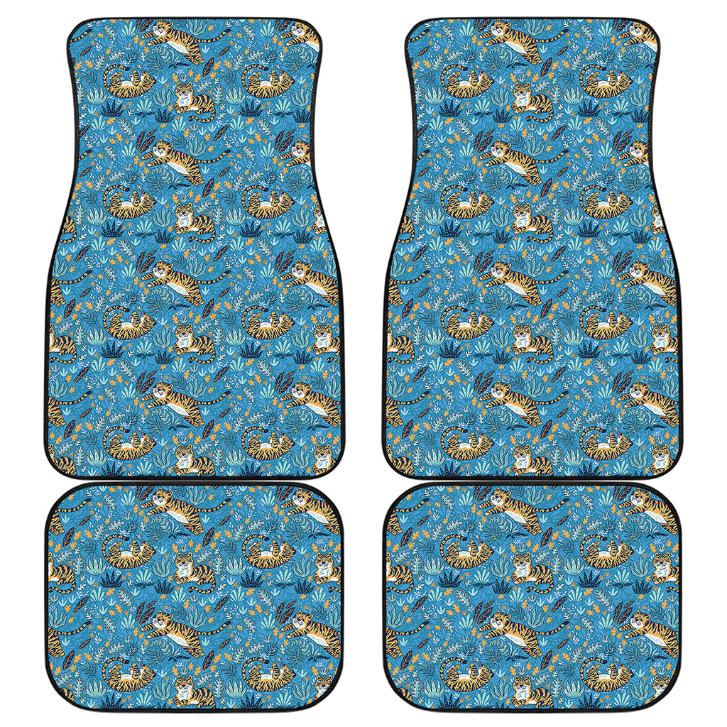 Cartoon Tiger Pattern Print Front and Back Car Floor Mats