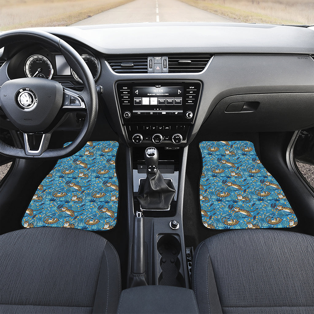 Cartoon Tiger Pattern Print Front and Back Car Floor Mats