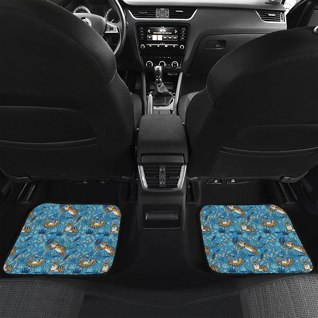 Cartoon Tiger Pattern Print Front and Back Car Floor Mats