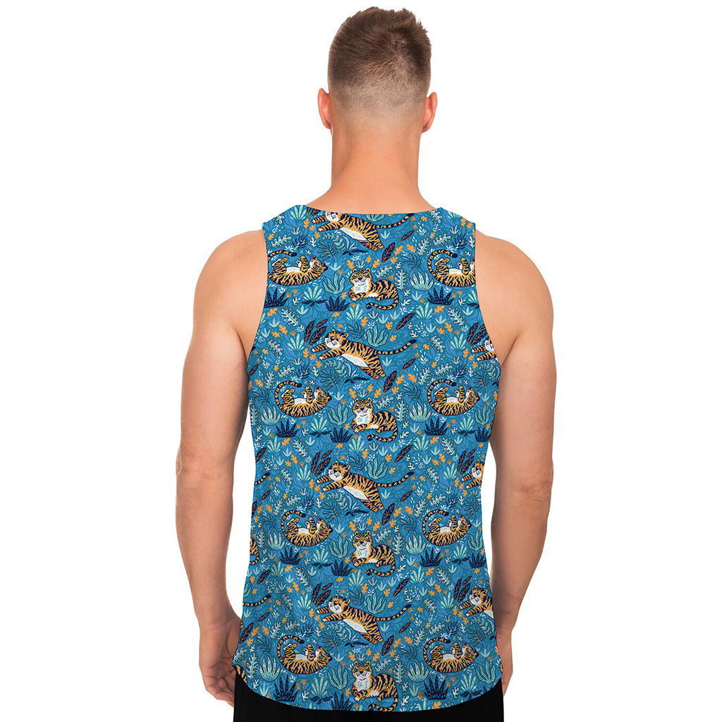 Cartoon Tiger Pattern Print Men's Tank Top