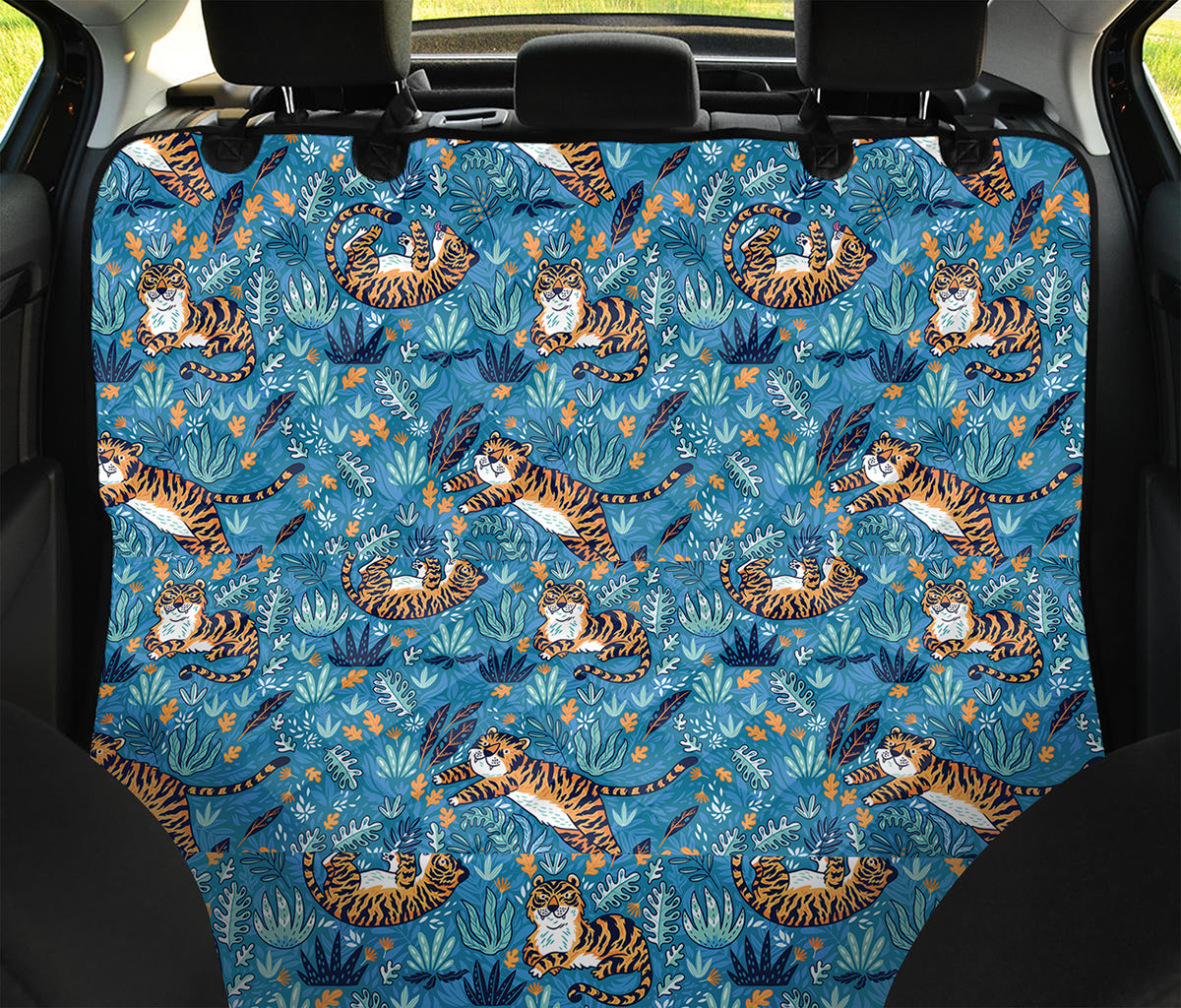 Cartoon Tiger Pattern Print Pet Car Back Seat Cover