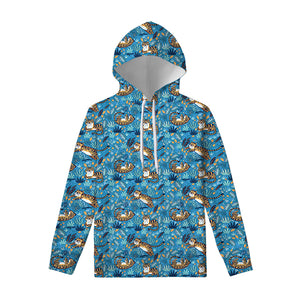 Cartoon Tiger Pattern Print Pullover Hoodie