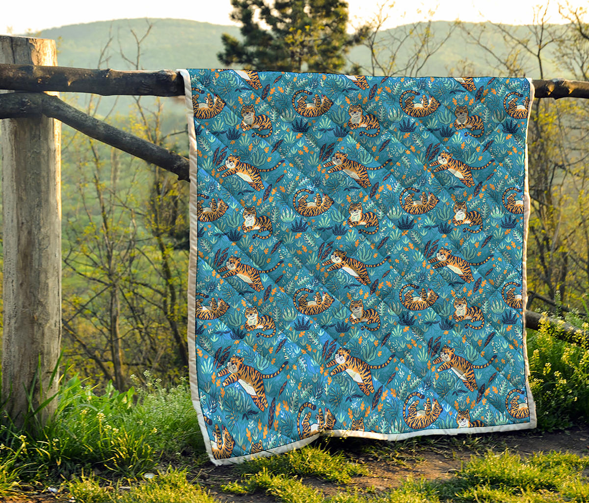 Cartoon Tiger Pattern Print Quilt