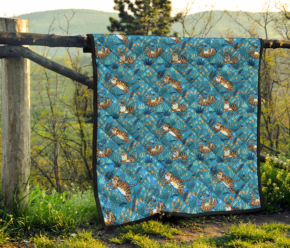 Cartoon Tiger Pattern Print Quilt