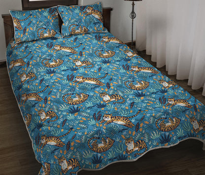 Cartoon Tiger Pattern Print Quilt Bed Set