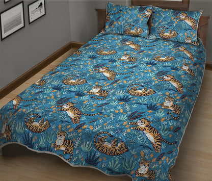 Cartoon Tiger Pattern Print Quilt Bed Set
