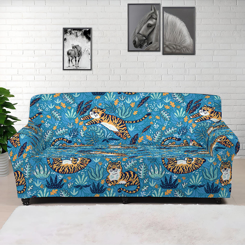 Cartoon Tiger Pattern Print Sofa Cover