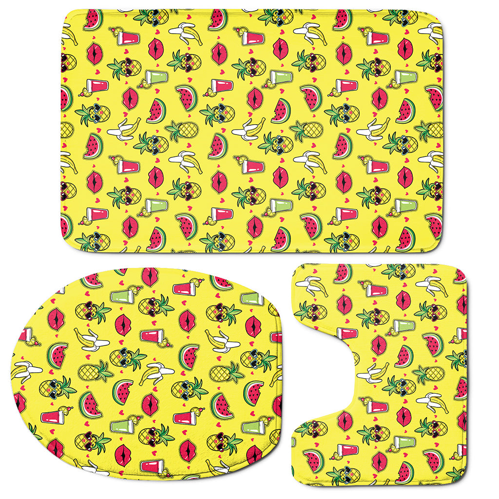 Cartoon Tropical Pattern Print 3 Piece Bath Mat Set