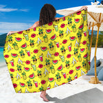 Cartoon Tropical Pattern Print Beach Sarong Wrap