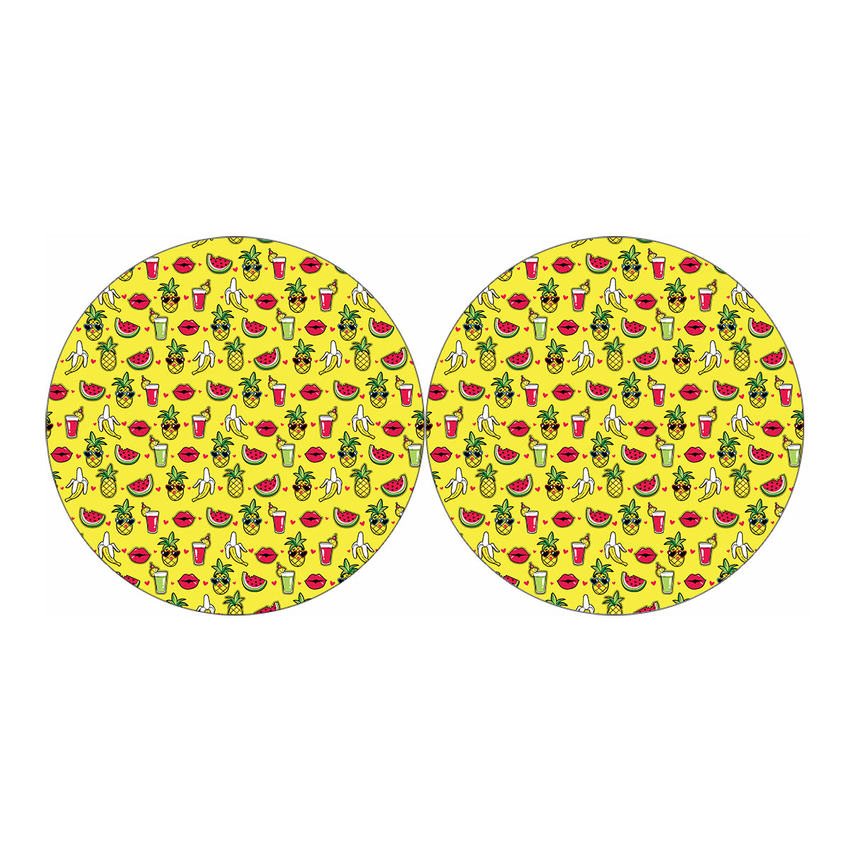 Cartoon Tropical Pattern Print Car Coasters
