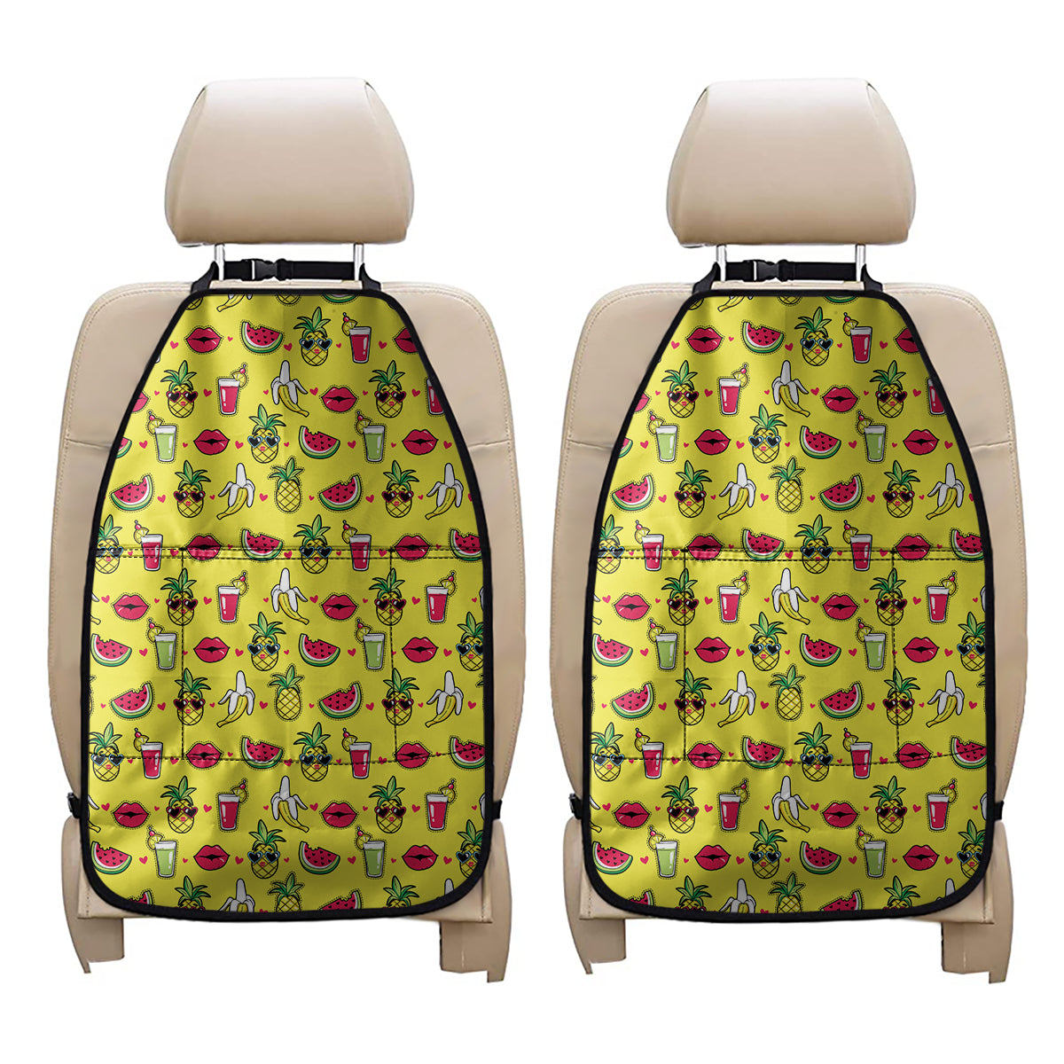 Cartoon Tropical Pattern Print Car Seat Organizers