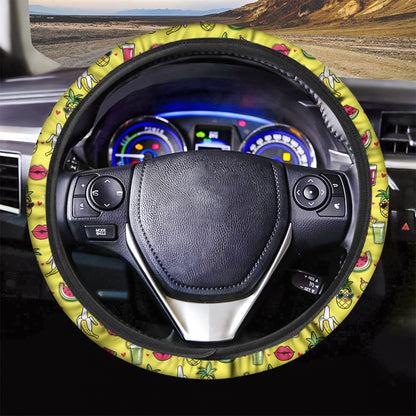 Cartoon Tropical Pattern Print Car Steering Wheel Cover