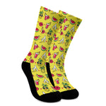 Cartoon Tropical Pattern Print Crew Socks