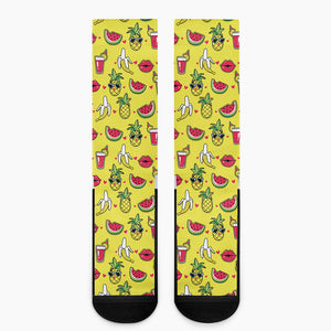 Cartoon Tropical Pattern Print Crew Socks