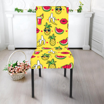 Cartoon Tropical Pattern Print Dining Chair Slipcover