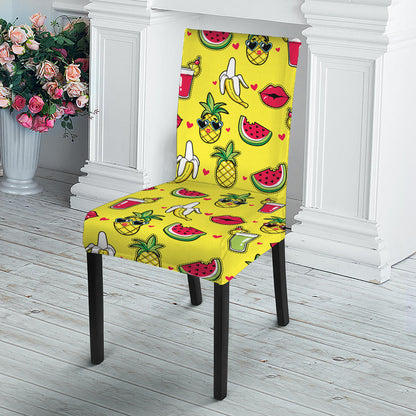Cartoon Tropical Pattern Print Dining Chair Slipcover