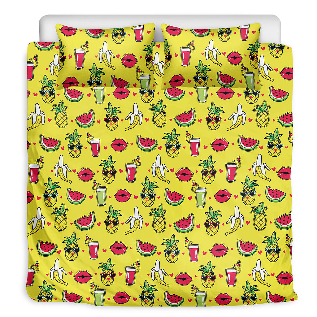 Cartoon Tropical Pattern Print Duvet Cover Bedding Set