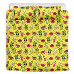 Cartoon Tropical Pattern Print Duvet Cover Bedding Set