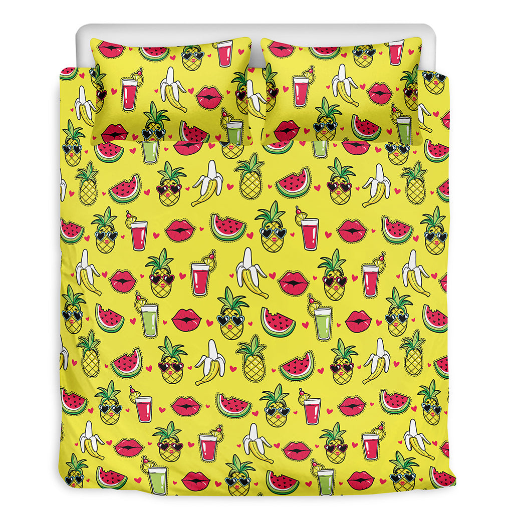 Cartoon Tropical Pattern Print Duvet Cover Bedding Set