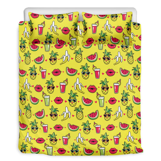 Cartoon Tropical Pattern Print Duvet Cover Bedding Set