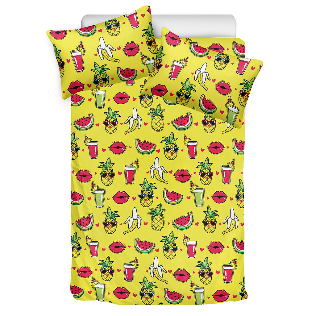 Cartoon Tropical Pattern Print Duvet Cover Bedding Set