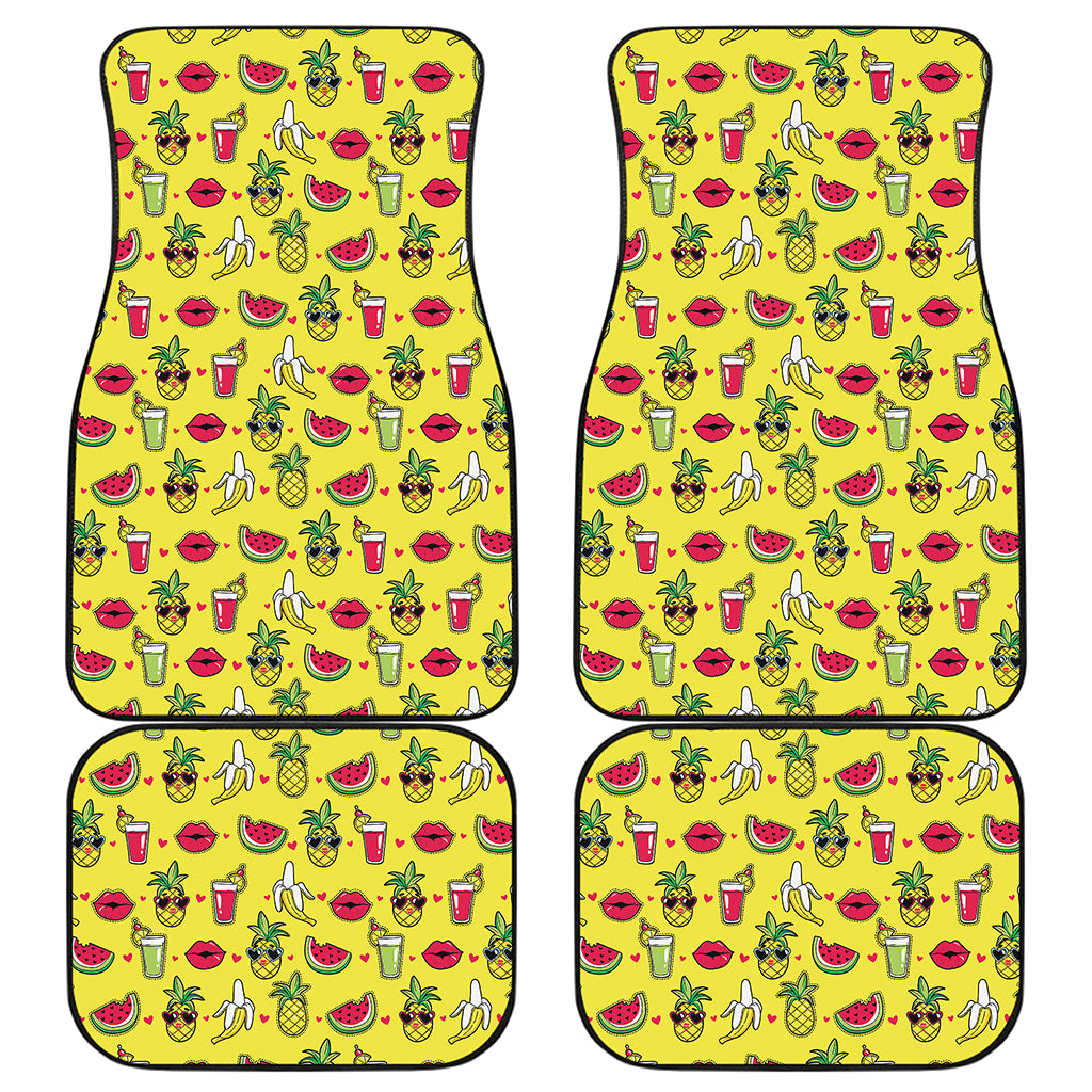 Cartoon Tropical Pattern Print Front and Back Car Floor Mats