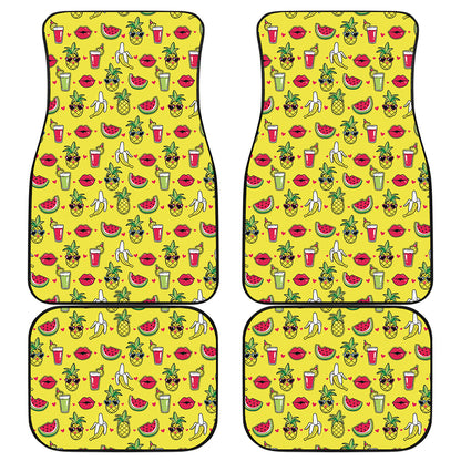 Cartoon Tropical Pattern Print Front and Back Car Floor Mats