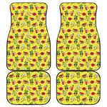 Cartoon Tropical Pattern Print Front and Back Car Floor Mats