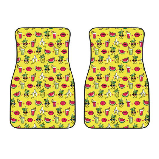 Cartoon Tropical Pattern Print Front Car Floor Mats