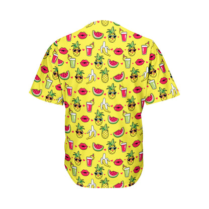 Cartoon Tropical Pattern Print Men's Baseball Jersey