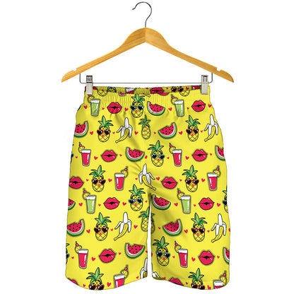 Cartoon Tropical Pattern Print Men's Shorts