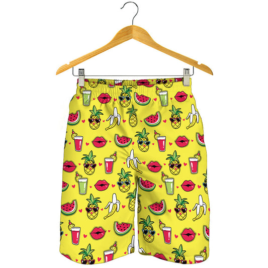 Cartoon Tropical Pattern Print Men's Shorts