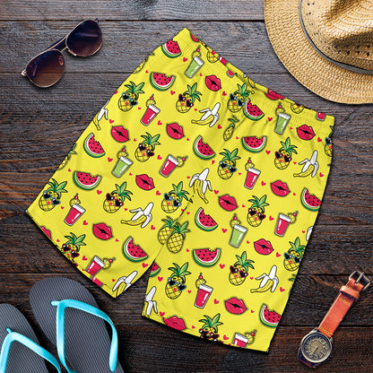 Cartoon Tropical Pattern Print Men's Shorts