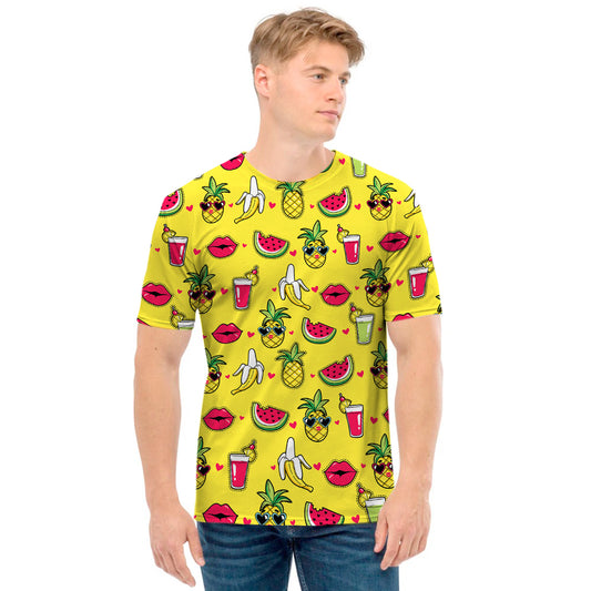 Cartoon Tropical Pattern Print Men's T-Shirt