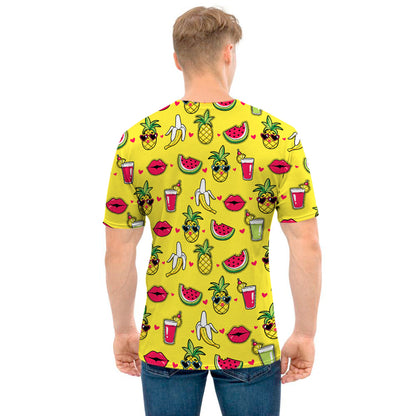 Cartoon Tropical Pattern Print Men's T-Shirt