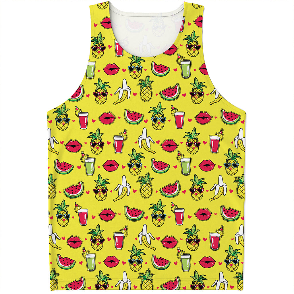 Cartoon Tropical Pattern Print Men's Tank Top