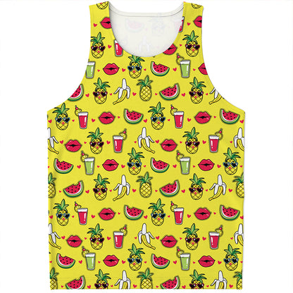 Cartoon Tropical Pattern Print Men's Tank Top