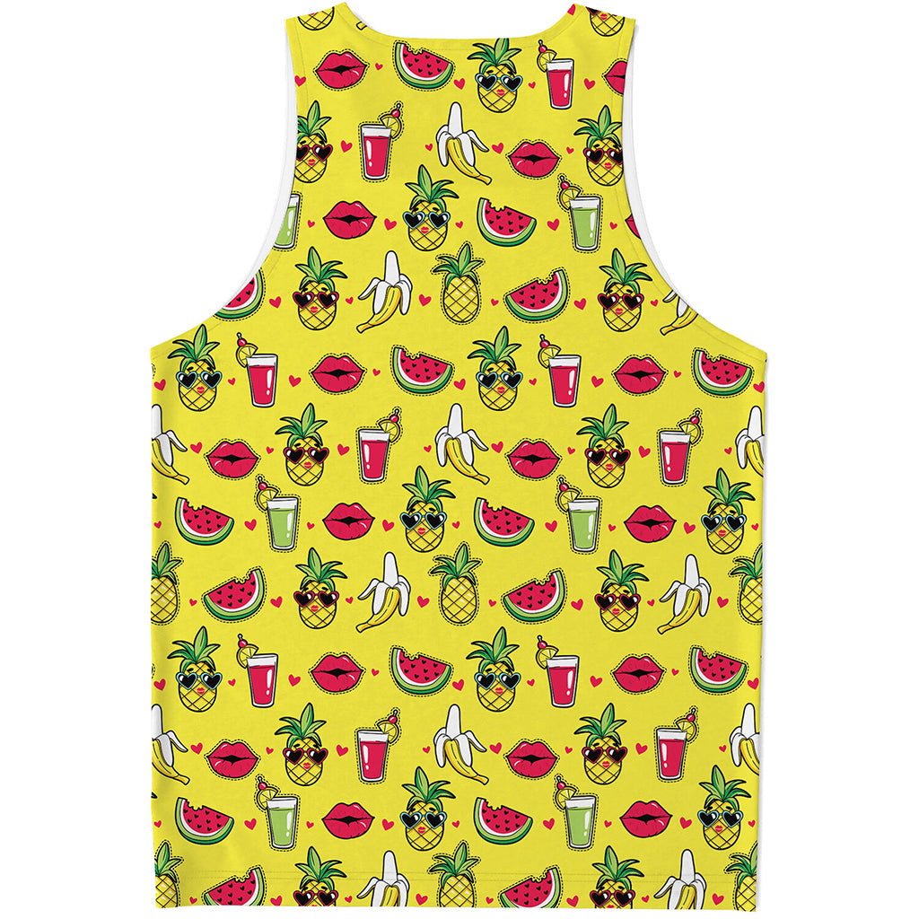 Cartoon Tropical Pattern Print Men's Tank Top