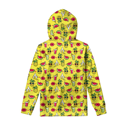 Cartoon Tropical Pattern Print Pullover Hoodie