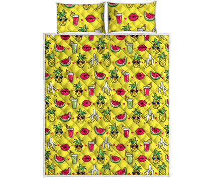 Cartoon Tropical Pattern Print Quilt Bed Set