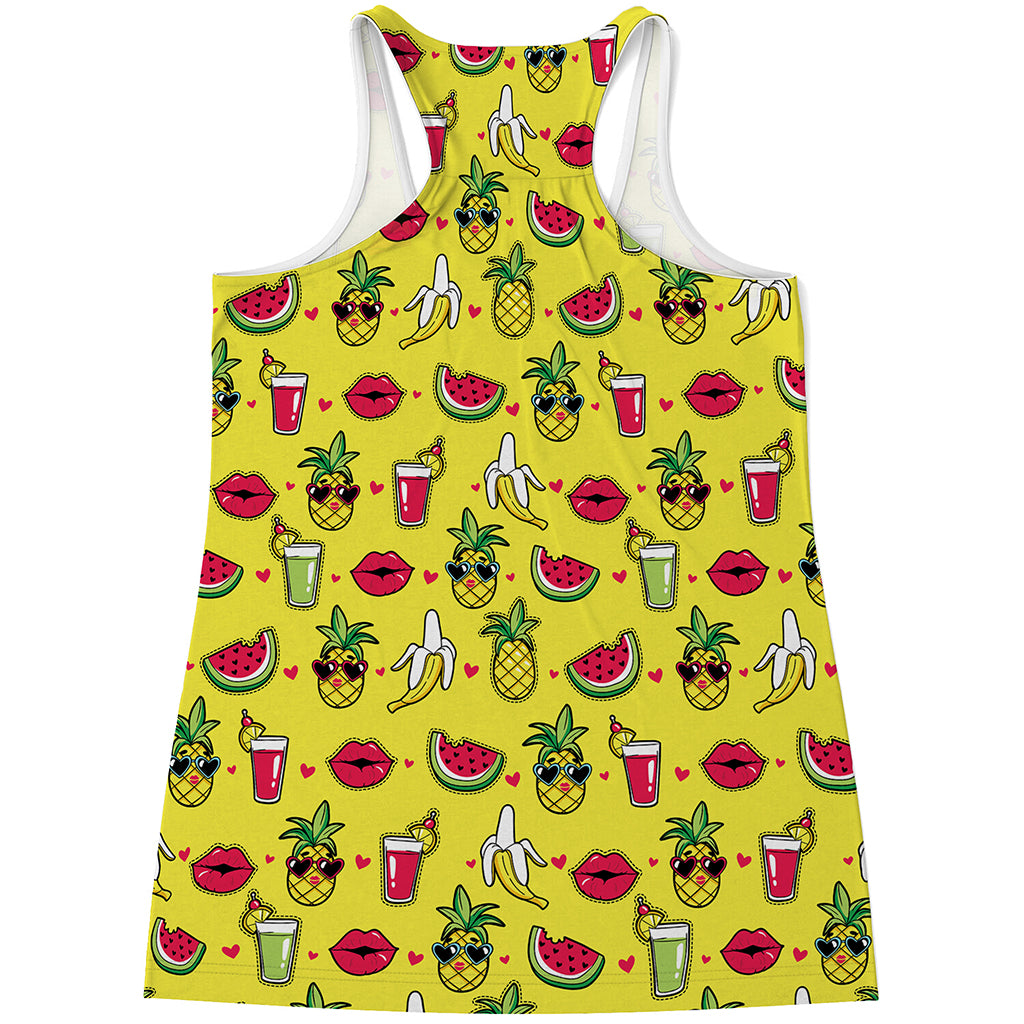 Cartoon Tropical Pattern Print Women's Racerback Tank Top