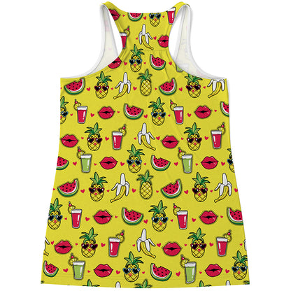 Cartoon Tropical Pattern Print Women's Racerback Tank Top